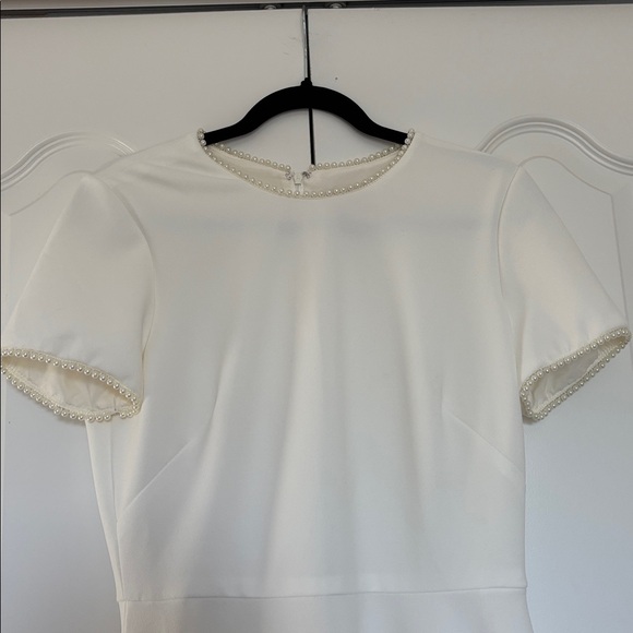 Gal Meets Glam Collection Victoria Pearly Trim Fit & Flare Dress - Picture 7 of 11